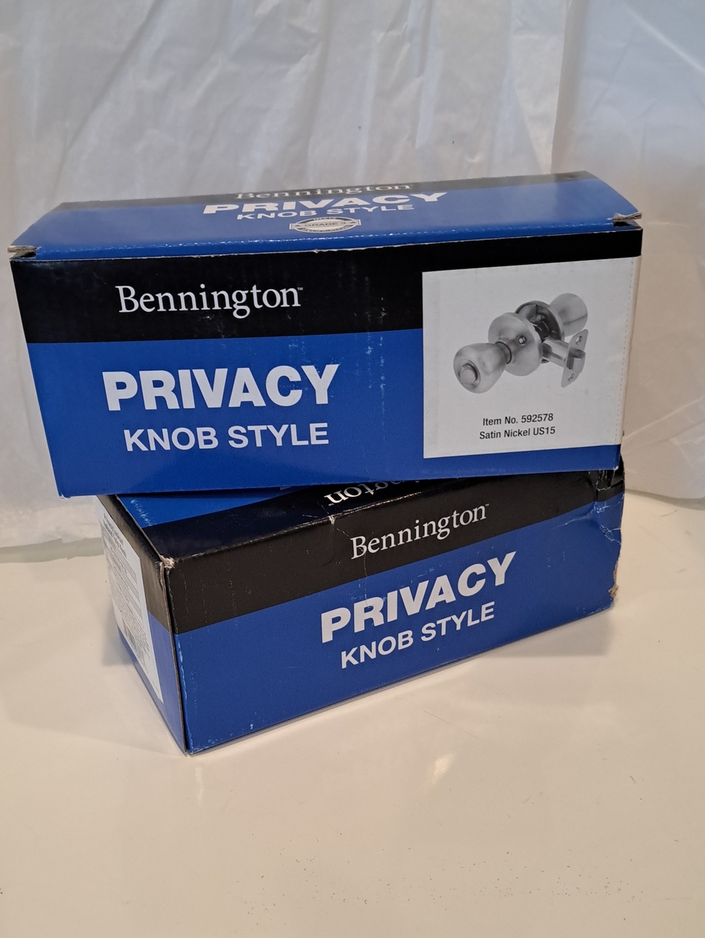 NIB 2 Privacy Door Knobs. Satin Nickel Fits 2 3/8" Or 2 3/4" Thick Doors
